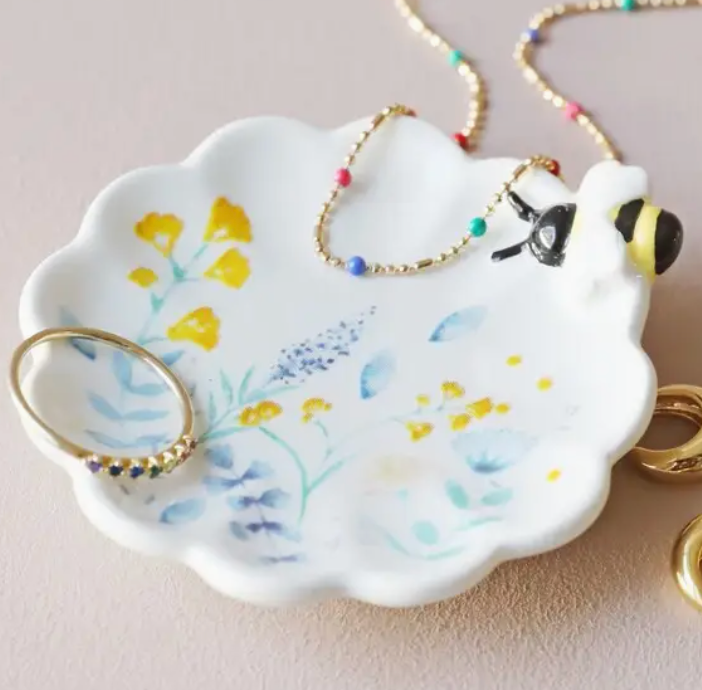 Floral Bee Ceramic Dish