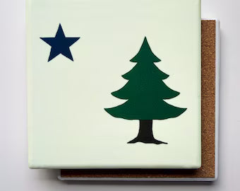 1901 Maine Flag | Absorbent Stone Coaster